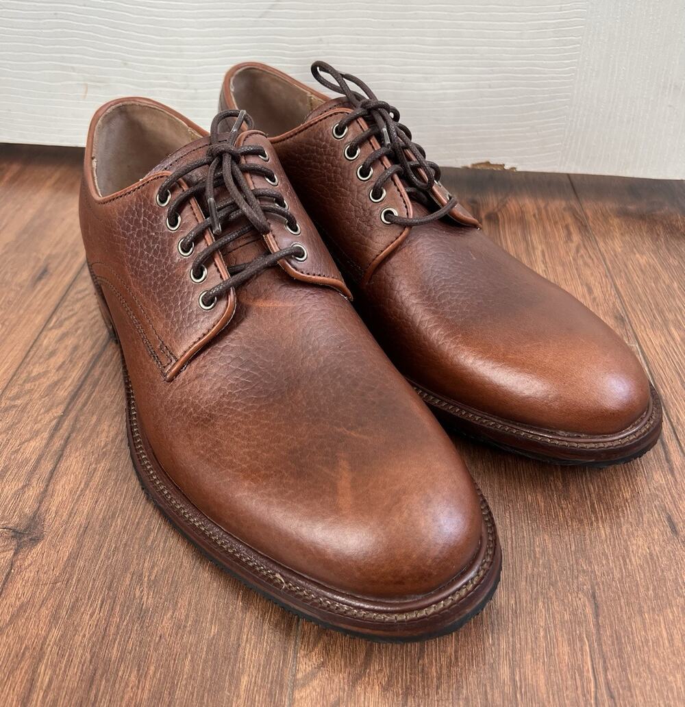 TRASK Men's Landry Oxfords Horween American Bison Leather Vibram Dress Shoes 8M